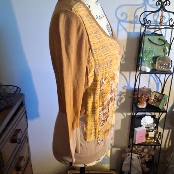 Anthropologie Patchwork Cardigan - Brown and Yellow - Picture 6 of 10